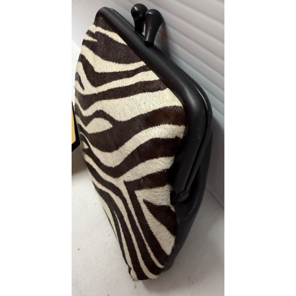 Patricia Nash  Borse Tooled Leather Coin Purse BLACK  ZEBRA CALF HAIR  GORGEOUS - Picture 3 of 5